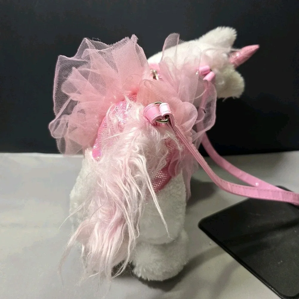 Poochie & Co Girls Sparkly Pink Unicorn Pony Plush Purse Kids Sequin Bodice Tutu